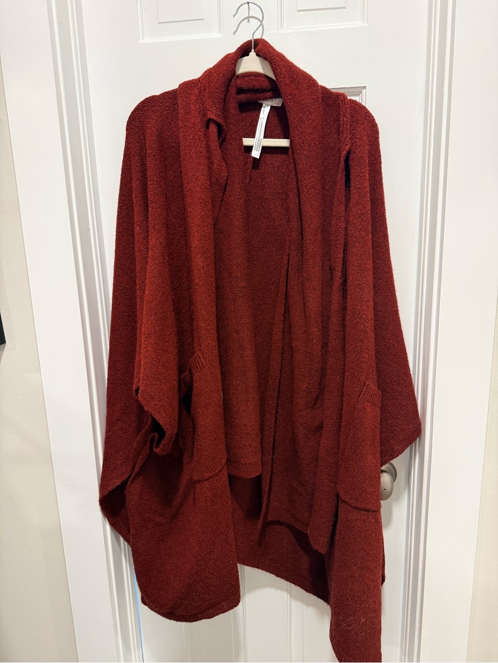 Free People Open-Front Draped Poncho Shrug in Rust